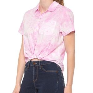 ⏰EXPIRING🔜🆕 Lucky Brand pink Tie-Dye Tie-Front Shirt